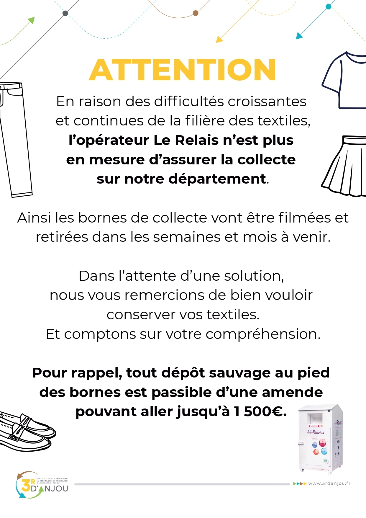 Arret collecte textiles Le Relais